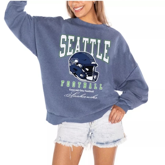 Seattle Seahawks GAMEDAY COUTURE NFL Oversized Premium Fleece Sweater - Picture 2 of 7